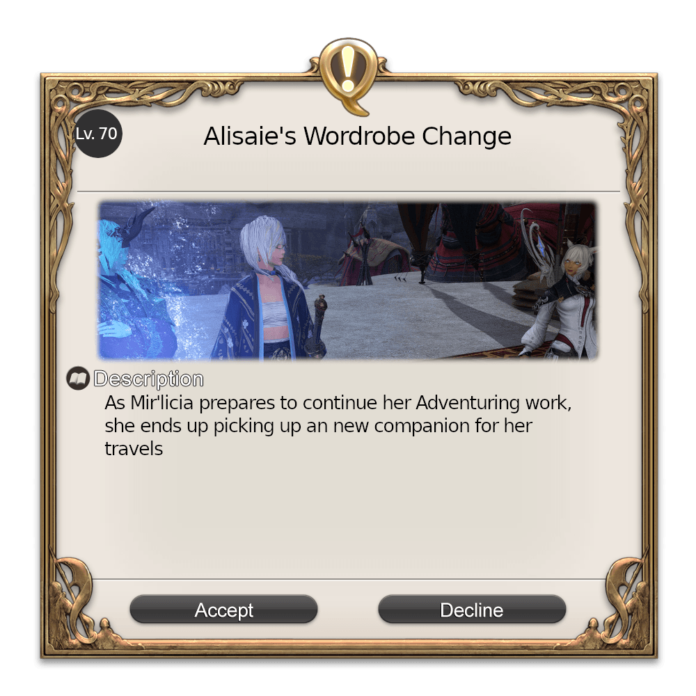 Alisaie's Wordrobe Change Alisaie's Wordrobe Change